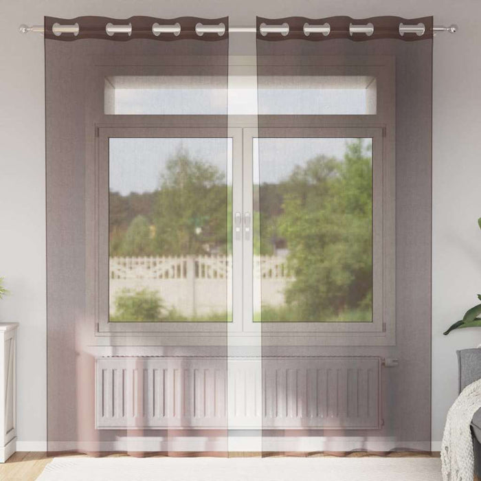 Perdele Voile cu Oelii 2 buc Maro 140x245 cm - WALTI WALTI