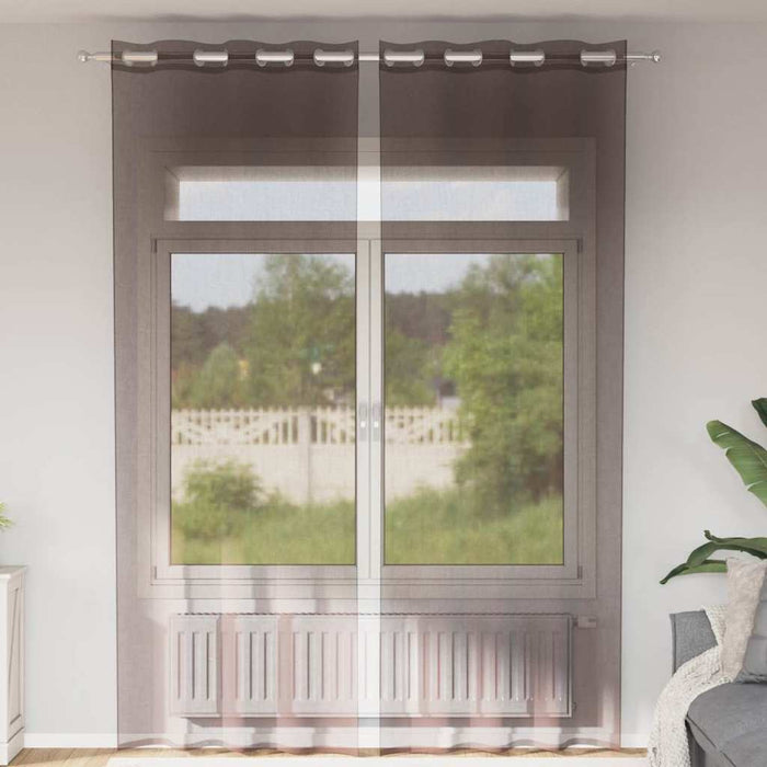 Perdele Voile cu Oelii 2 buc Maro 140x260 cm - WALTI WALTI
