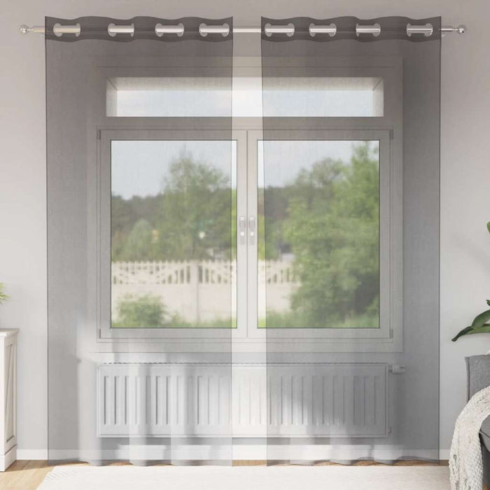Perdele Voile cu Oelii 2 buc Gri Inchis 140x245 cm - WALTI WALTI