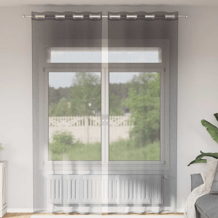 Perdele Voile cu Oelii 2 buc Gri Inchis 140x300 cm - WALTI WALTI
