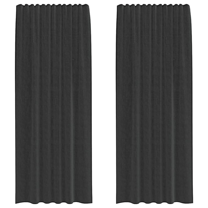 Perdele Voile cu buzunare pentru bare 2 buc Negru - WALTI WALTI