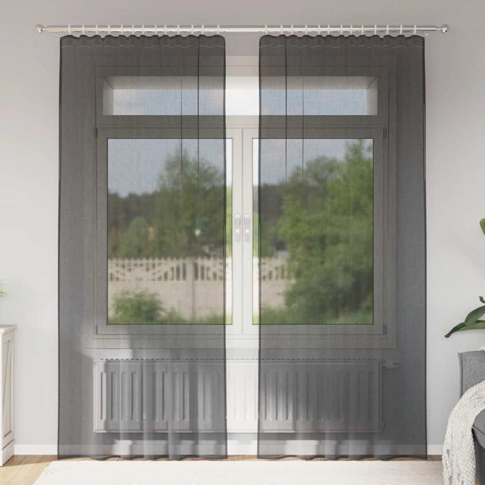 Perdele din voile cu tablă 2 buc Negru - WALTI WALTI