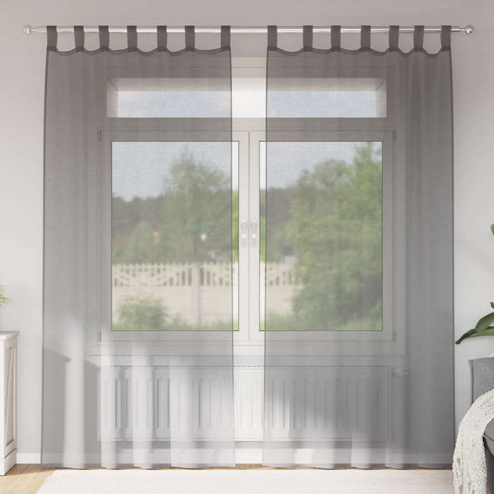 Perdele voal cu bucle 2 buc Gri închis 140x245 cm - WALTI WALTI