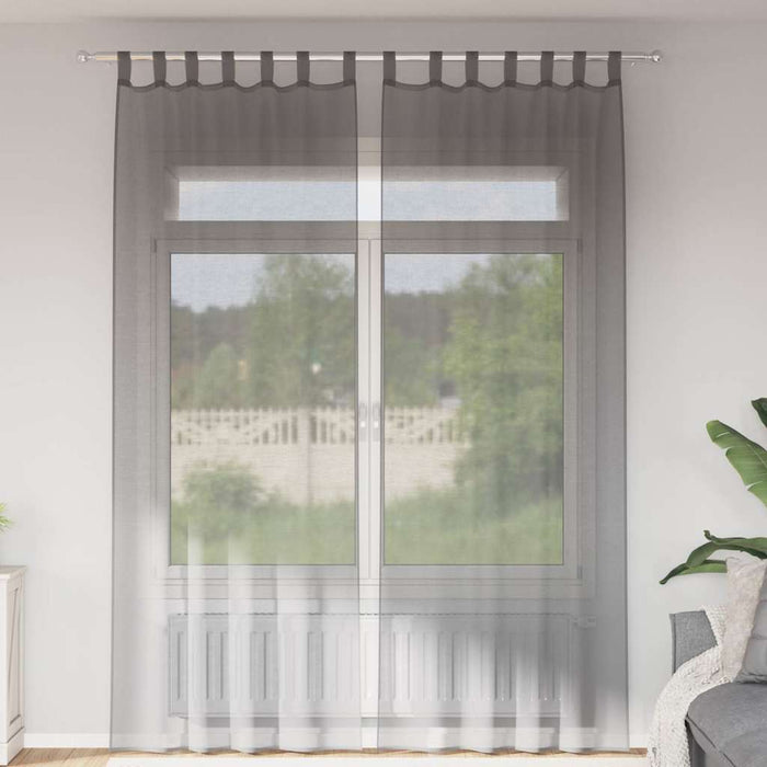 Perdele Voile cu Bucle 2 buc Gri Inchis 140x260 cm - WALTI WALTI