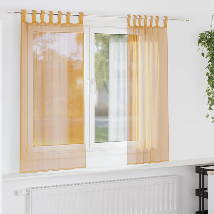 Perdele Voile cu Bucle 2 buc Portocaliu 140x140 cm - WALTI WALTI