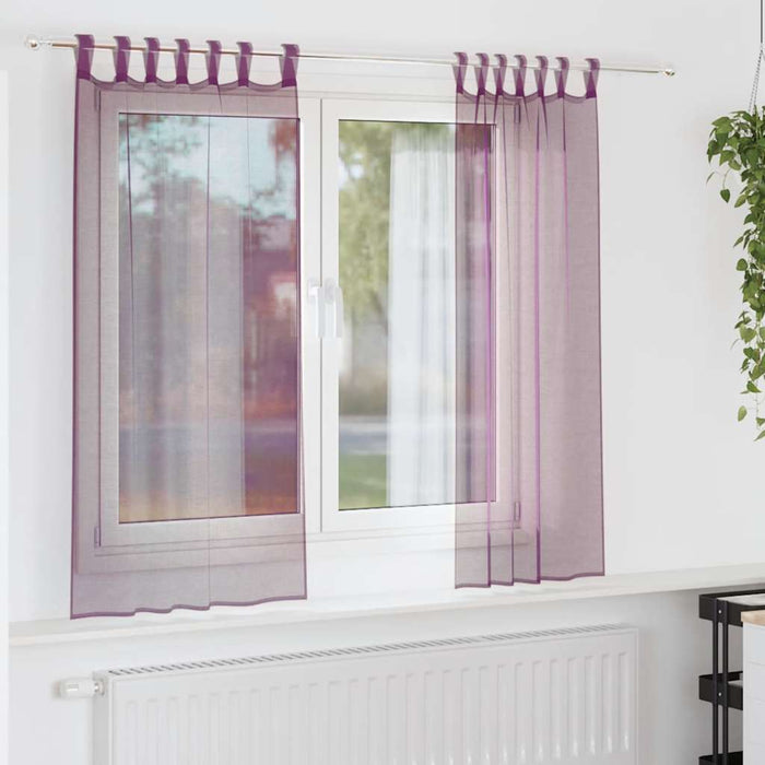 Perdele Voile cu Bucle 2 buc Violet 140x140 cm - WALTI WALTI