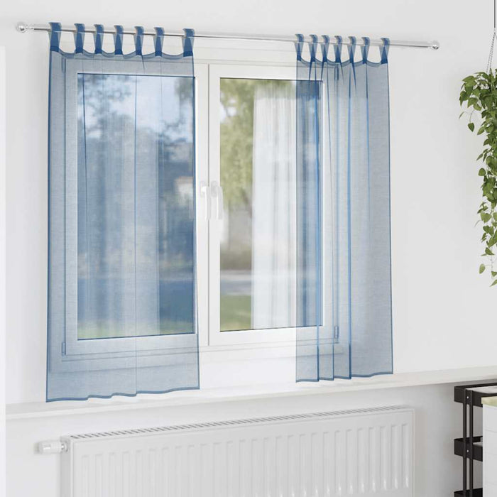 Perdele Voile cu Bucle 2 buc Albastru Regal 140x140 cm - WALTI WALTI