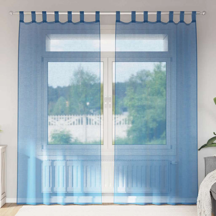 Perdele voal cu bucle 2 buc, albastru regal, 140x225 cm - WALTI WALTI