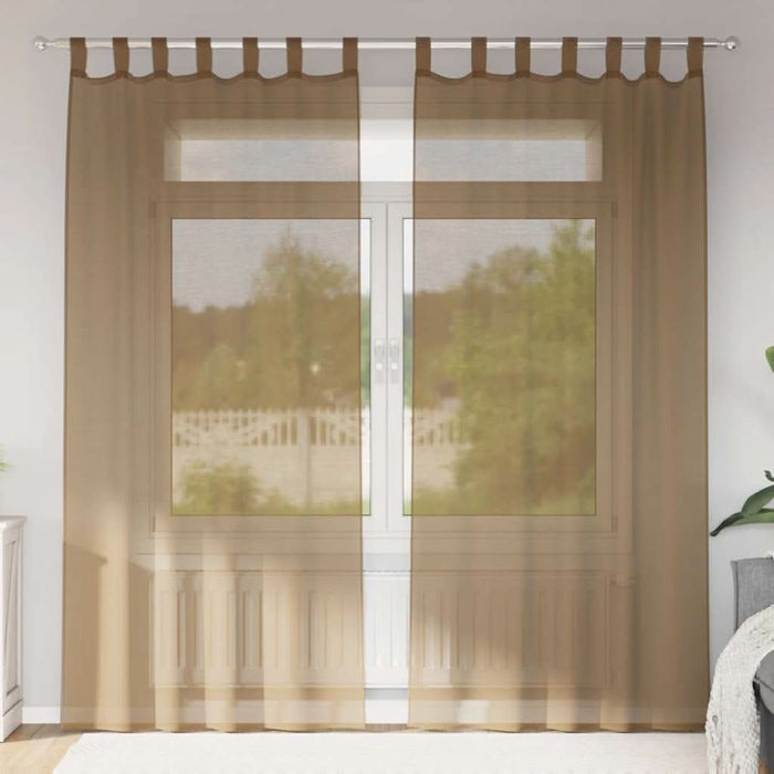 Perdele voal cu bucle 2 buc, maro deschis, 140x245 cm - WALTI WALTI