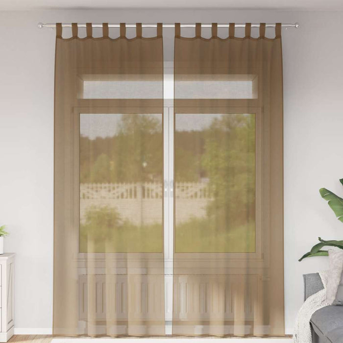 Perdele Voile cu Bucle 2 buc Maro Deschis 140x260 cm - WALTI WALTI