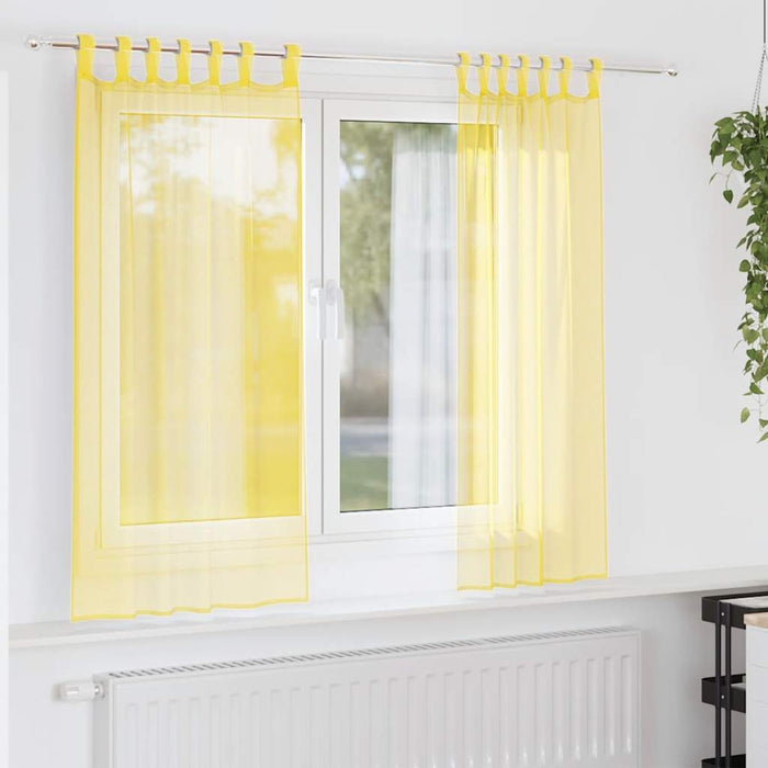 Perdele voal cu bucle 2 buc, galben, 140x140 cm - WALTI WALTI
