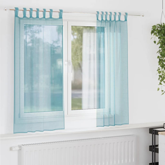 Perdele Voile cu Bucle 2 buc Turcoaz 140x140 cm - WALTI WALTI