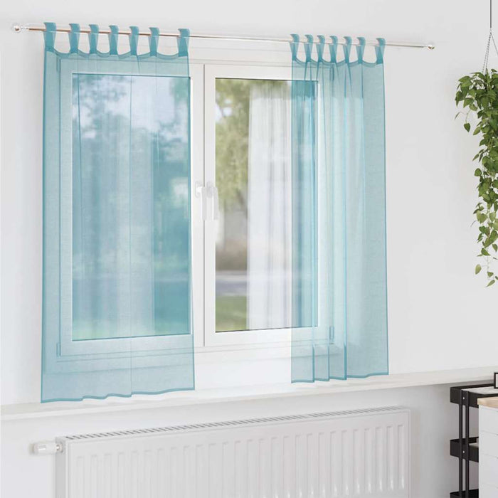 Perdele Voile cu Bucle 2 buc Turcoaz 140x175 cm - WALTI WALTI