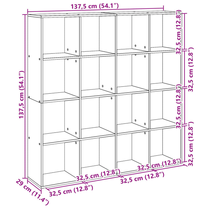 Bibliotecă, gri beton, 137,5x29x137,5 cm, lemn prelucrat - WALTI WALTI