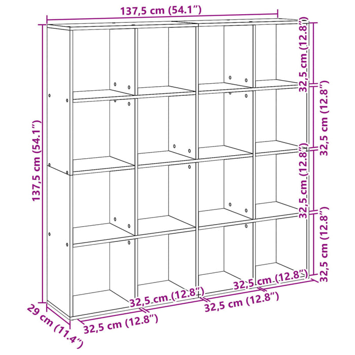 Bibliotecă, gri sonoma, 137,5x29x137,5 cm, lemn prelucrat - WALTI WALTI