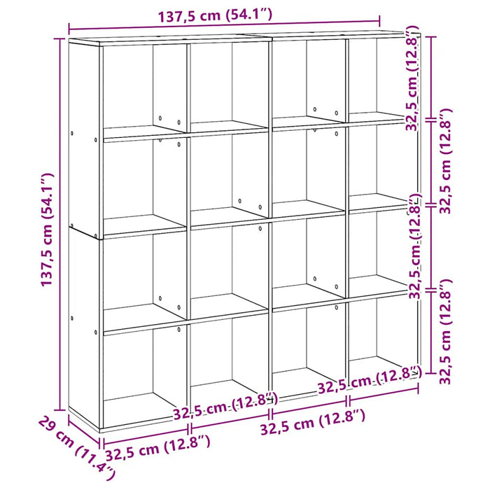 Bibliotecă, stejar artizanal, 137,5x29x137,5 cm, lemn prelucrat - WALTI WALTI