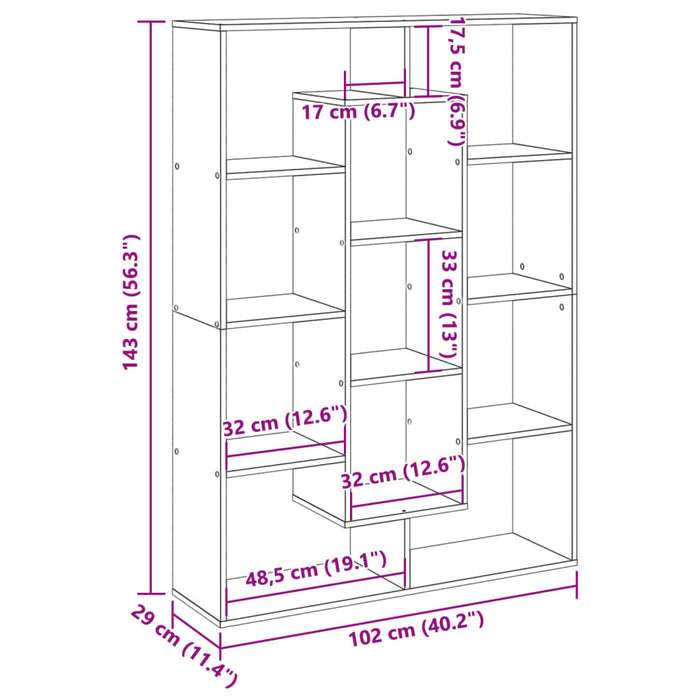 Dulap cu cărți stejar Sonoma 102x29x143 cm lemn prelucrat - WALTI WALTI