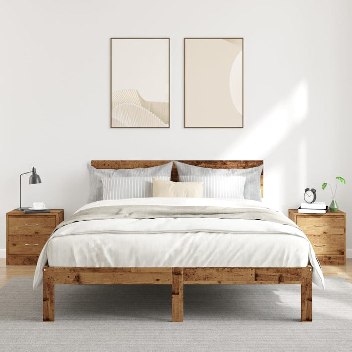 Noptiere, 2 buc, lemn învechit, 40x30x40 cm, lemn prelucrat - WALTI WALTI