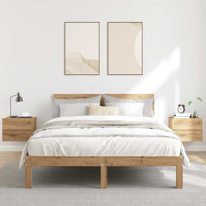 Noptiere de perete, 2 buc., stejar artizanal, 40x32x30 cm - WALTI WALTI