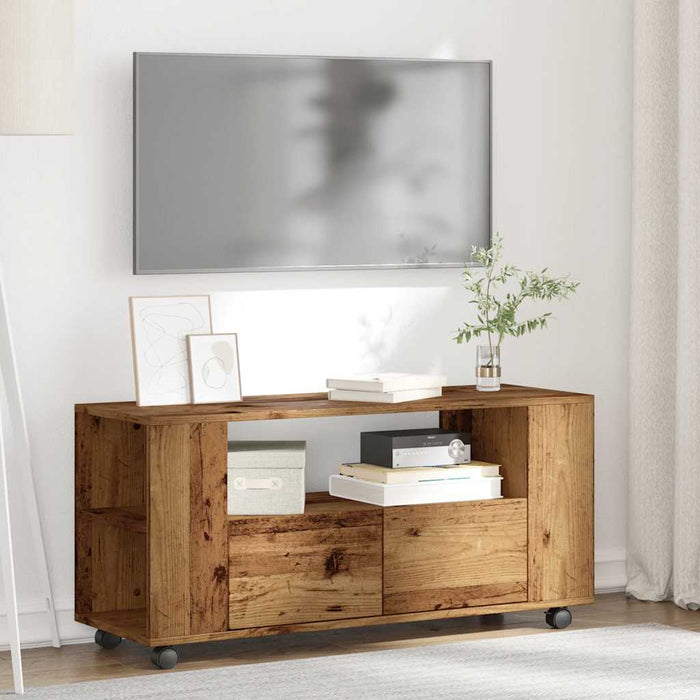 Dulap TV cu roți, lemn vechi, 102x34,5x43 cm, lemn prelucrat - WALTI WALTI