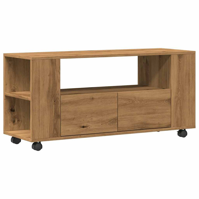 Dulap TV cu roți stejar artizanal 102x34,5x43 cm lemn prelucrat - WALTI WALTI