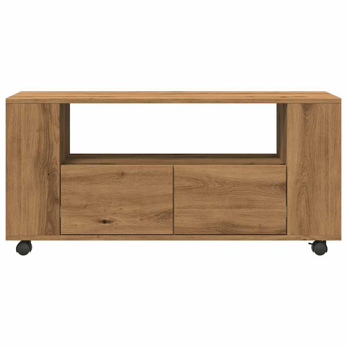 Dulap TV cu roți stejar artizanal 102x34,5x43 cm lemn prelucrat - WALTI WALTI