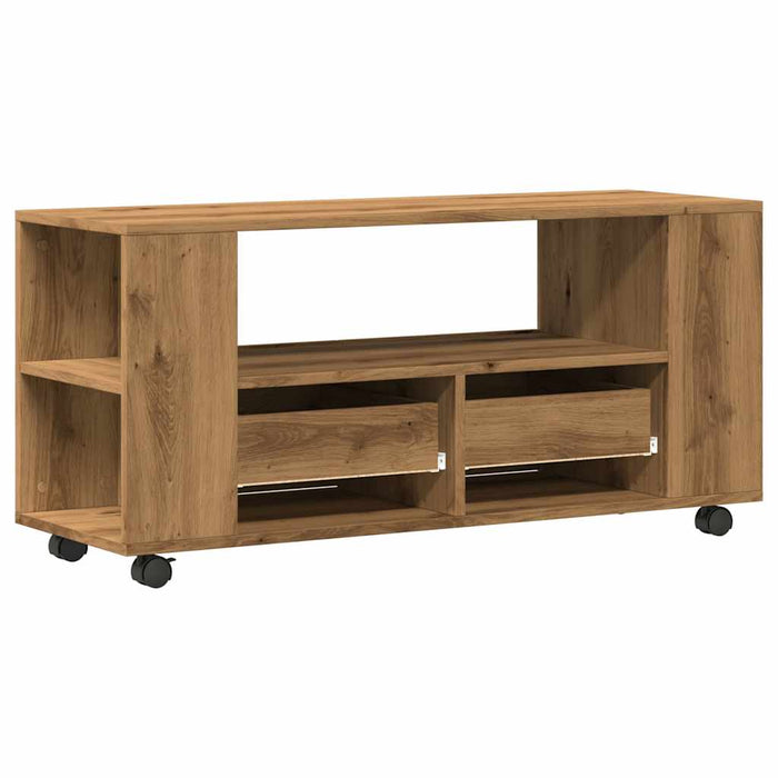 Dulap TV cu roți stejar artizanal 102x34,5x43 cm lemn prelucrat - WALTI WALTI