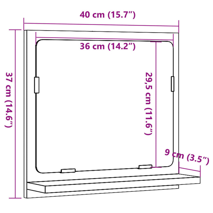 Dulap baie cu oglindă stejar artizanal 40x11x37 cm, lemn - WALTI WALTI