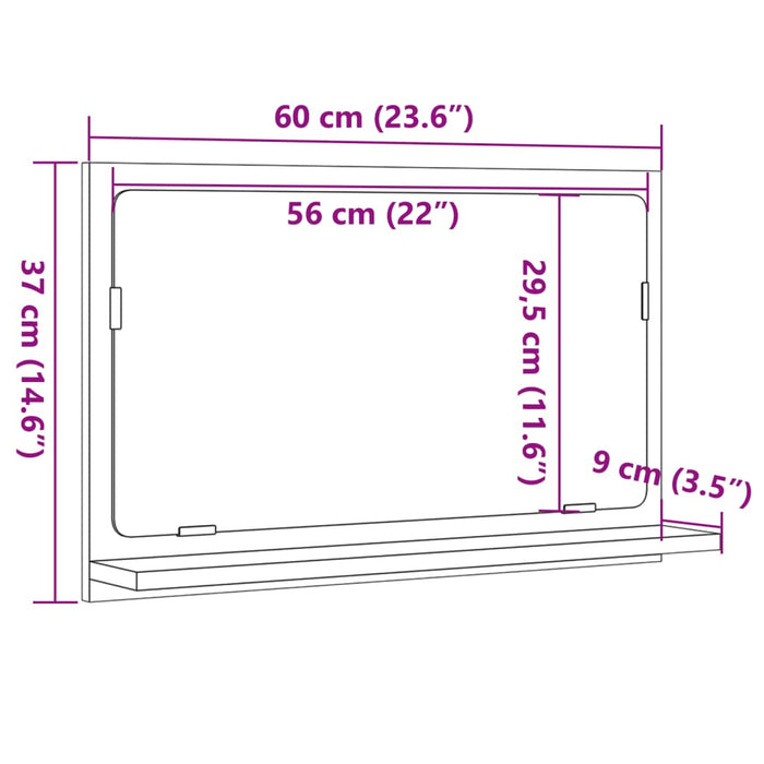 Dulap baie cu oglindă stejar artizanal 60x11x37 cm, lemn - WALTI WALTI