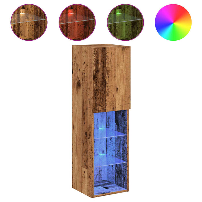 Comodă TV cu lumini LED, lemn vechi, 30,5x30x102 cm - WALTI WALTI