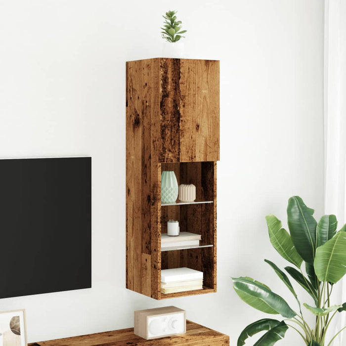 Comodă TV cu lumini LED, lemn vechi, 30,5x30x102 cm - WALTI WALTI