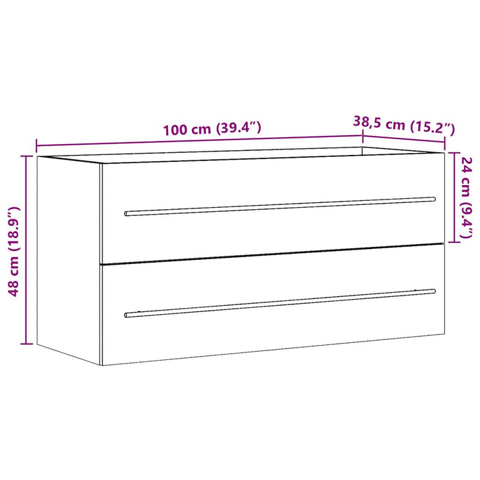 Dulap de chiuvetă, gri beton, 100x38,5x48 cm, PAL WALTI