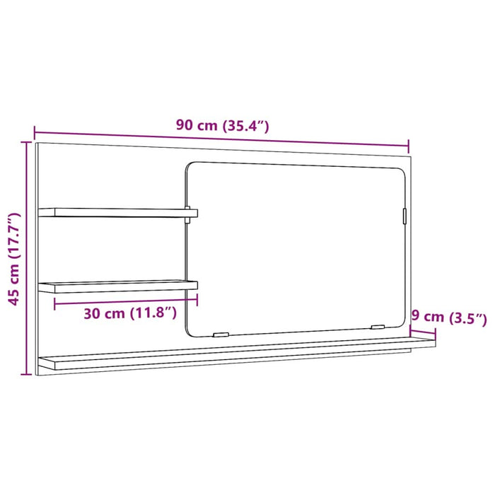 Dulap baie cu oglindă, lemn vechi, 90x11x45 cm, lemn prelucrat - WALTI WALTI