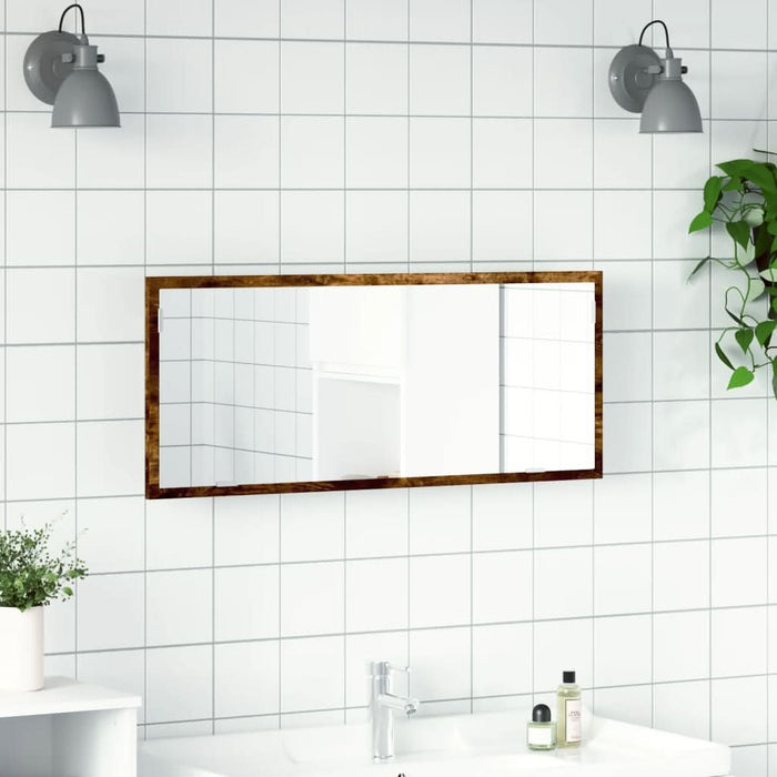 Oglindă de baie LED stejar fumuriu 100x8,5x37 cm lemn prelucrat - WALTI WALTI