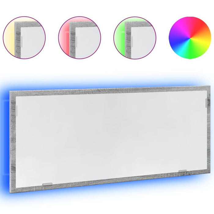 Oglindă de baie LED sonoma gri, 100x8,5x37 cm lemn prelucrat - WALTI WALTI