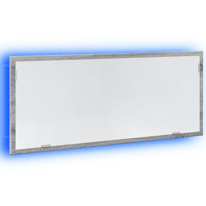 Oglindă de baie LED sonoma gri, 100x8,5x37 cm lemn prelucrat - WALTI WALTI