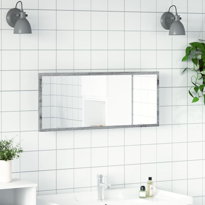 Oglindă de baie LED sonoma gri, 100x8,5x37 cm lemn prelucrat - WALTI WALTI