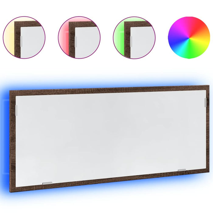 Oglindă de baie LED stejar maro, 100x8,5x37 cm lemn prelucrat - WALTI WALTI