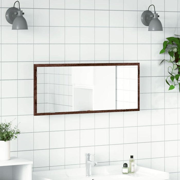 Oglindă de baie LED stejar maro, 100x8,5x37 cm lemn prelucrat - WALTI WALTI