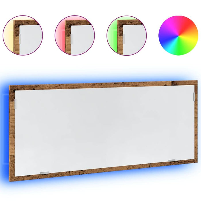 Oglindă de baie LED lemn vechi, 100x8,5x37 cm lemn prelucrat - WALTI WALTI