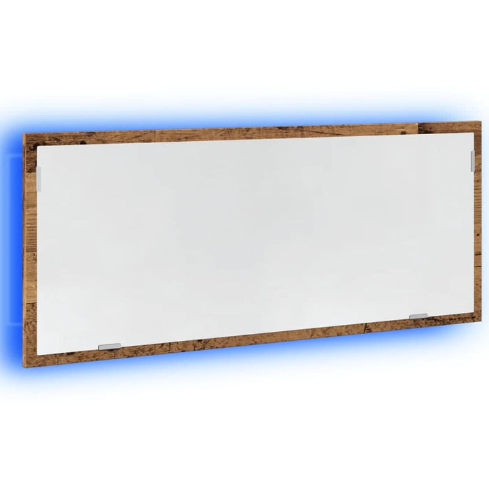 Oglindă de baie LED lemn vechi, 100x8,5x37 cm lemn prelucrat - WALTI WALTI