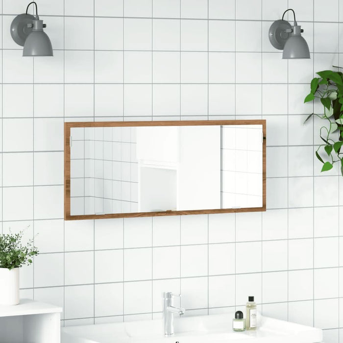 Oglindă baie LED stejar artizanal, 100x8,5x37 cm lemn prelucrat - WALTI WALTI