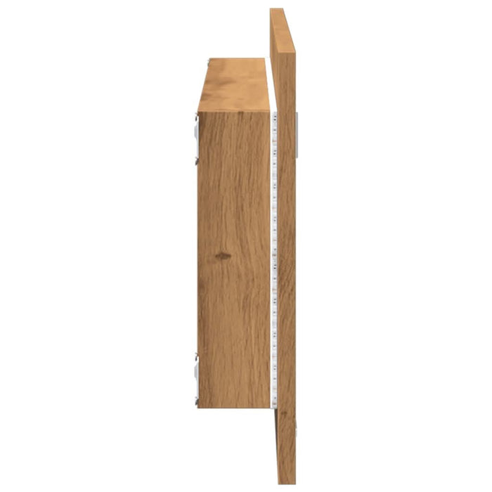 Oglindă baie LED stejar artizanal, 100x8,5x37 cm lemn prelucrat - WALTI WALTI