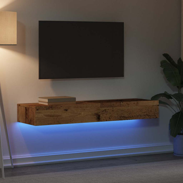 Dulapuri TV cu lumini LED, 2 buc., lemn vechi, 60x35x15,5 cm - WALTI WALTI