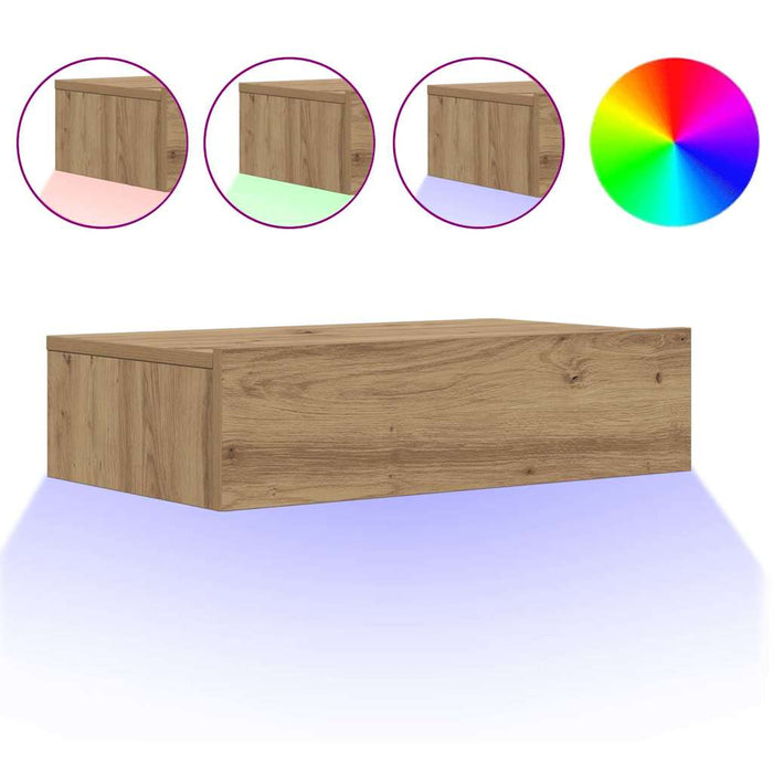Comodă TV cu lumini LED, stejar artizanal, 60x35x15,5 cm - WALTI WALTI