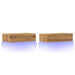 Comode TV cu lumini LED 2 buc., stejar artizanal, 60x35x15,5 cm - WALTI WALTI