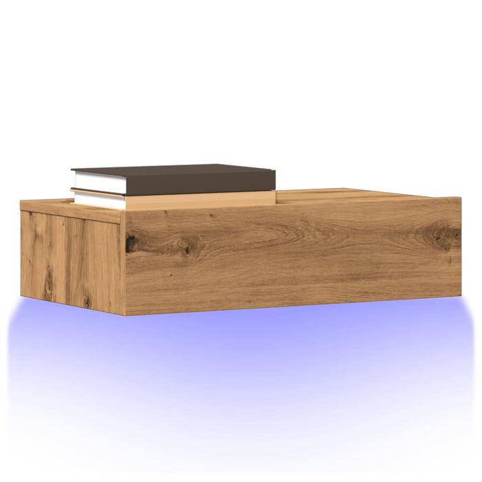 Comode TV cu lumini LED 2 buc., stejar artizanal, 60x35x15,5 cm - WALTI WALTI