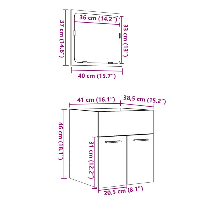 Set mobilier de baie, 2 piese, stejar sonoma, lemn prelucrat - WALTI WALTI