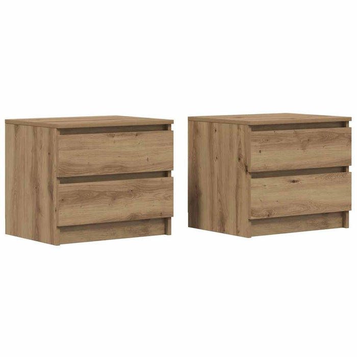 Noptiere 2 buc. stejar artizanal, 50x40x43.5 cm, lemn prelucrat - WALTI WALTI