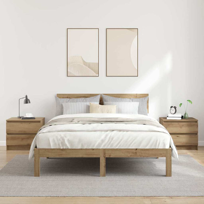Noptiere 2 buc. stejar artizanal, 50x40x43.5 cm, lemn prelucrat - WALTI WALTI